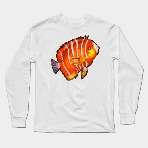 Best fishing gifts for fish lovers 2023 Fishy, bright neon orange tropical fish Long Sleeve T-Shirt by Artonmytee